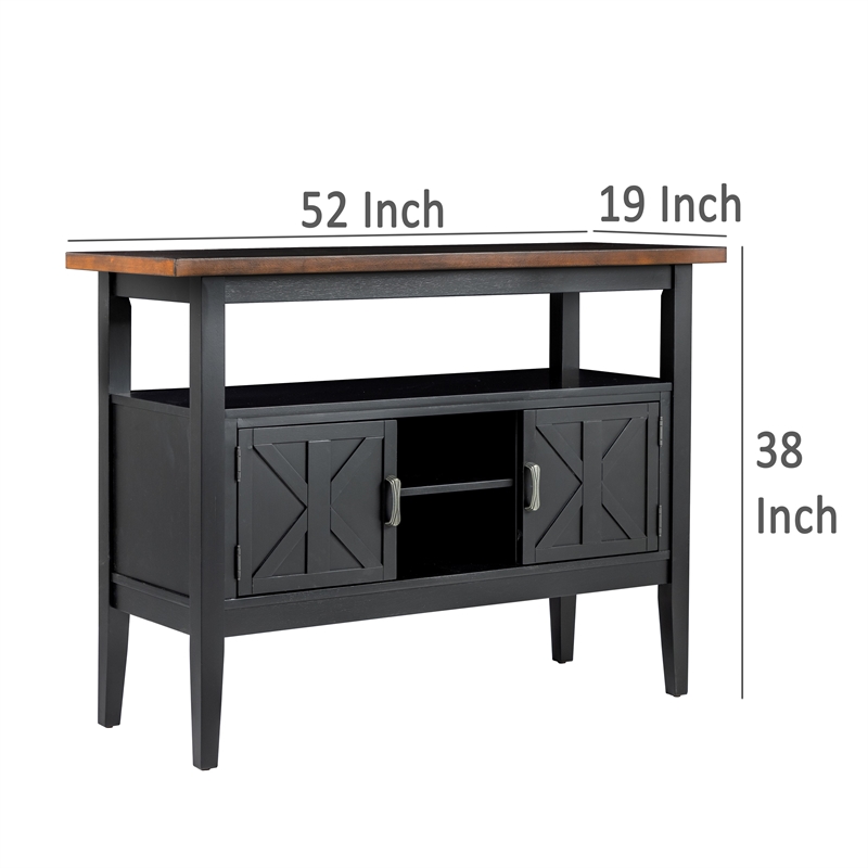 Pemberly Row Wine Holder and Rack Dining Sideboard Server in Black & Brown Wood