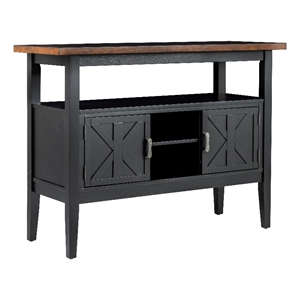 Pemberly Row Wine Holder and Rack Dining Sideboard Server in Black & Brown Wood