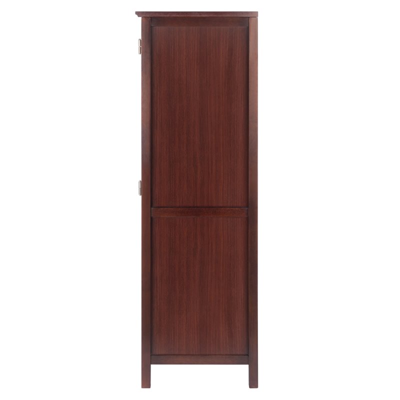 Pemberly Row Transitional Wood Wine Rack Jelly Cupboard in Walnut