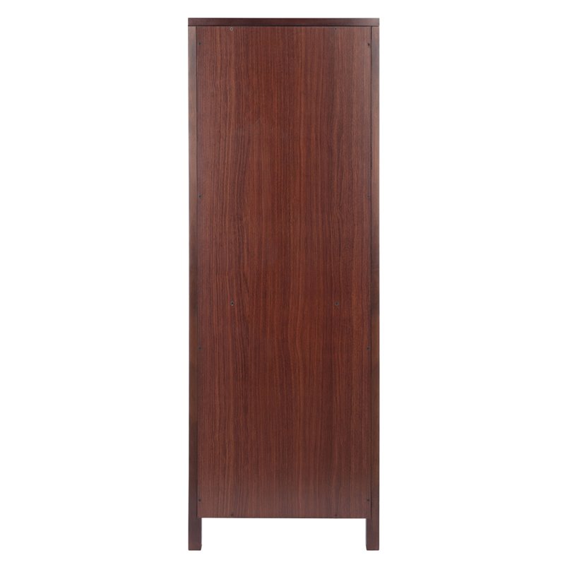 Pemberly Row Transitional Wood Wine Rack Jelly Cupboard in Walnut