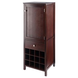 Pemberly Row Transitional Wood Wine Rack Jelly Cupboard in Walnut