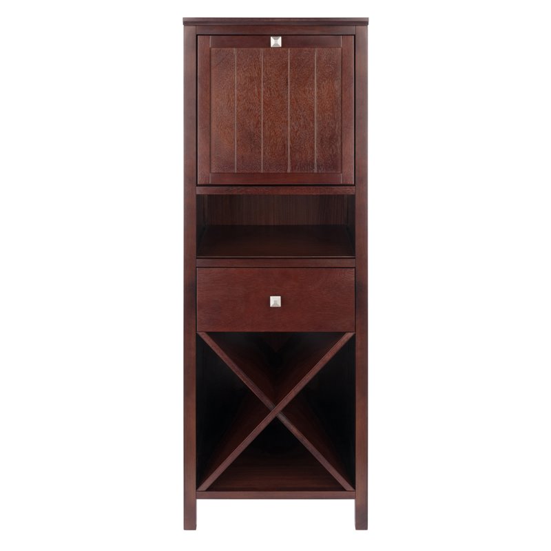 Pemberly Row 4 Section Wooden Wine Rack Jelly Cupboard in Walnut