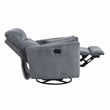 Pemberly Row Contemporary Corduroy Swivel Glider Reclining Chair in Gray