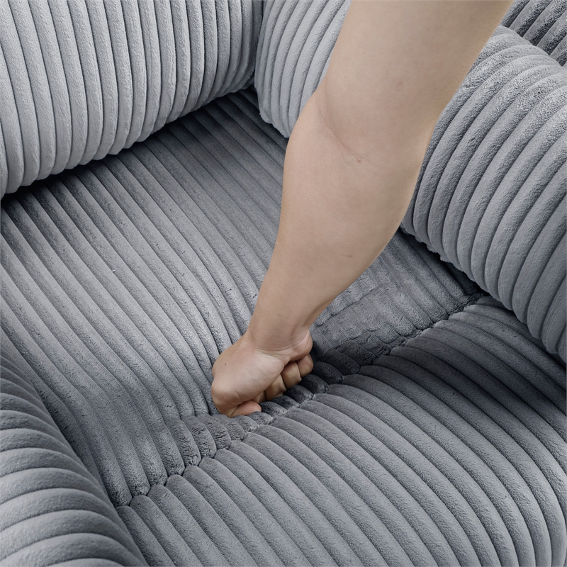 Pemberly Row Contemporary Corduroy Swivel Glider Reclining Chair in Gray