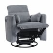 Pemberly Row Contemporary Corduroy Swivel Glider Reclining Chair in Gray