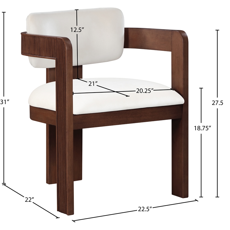 Pemberly Row Contemporary Cream Velvet Dining Chair (Set of 2)