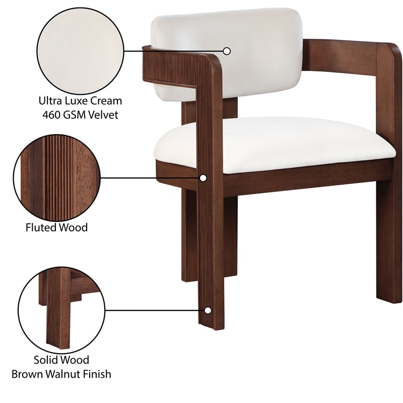 Pemberly Row Contemporary Cream Velvet Dining Chair (Set of 2)