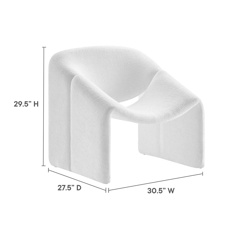 Pemberly Row Modern Metal Frame and Chenille Upholstered Accent Chair in Frost