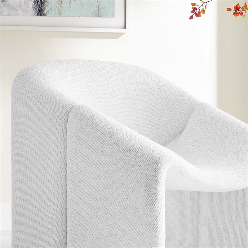 Pemberly Row Modern Metal Frame and Chenille Upholstered Accent Chair in Frost