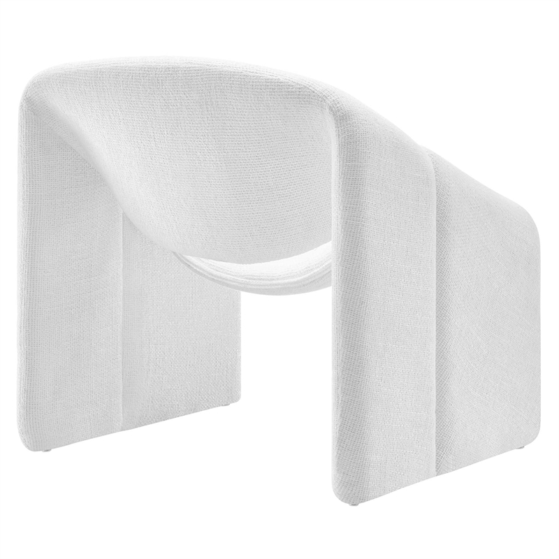 Pemberly Row Modern Metal Frame and Chenille Upholstered Accent Chair in Frost