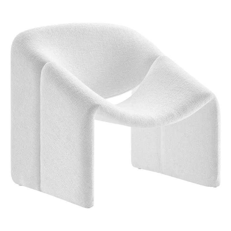 Pemberly Row Modern Metal Frame and Chenille Upholstered Accent Chair in Frost