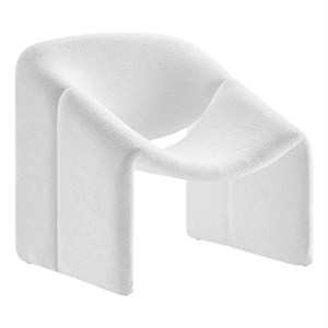 Pemberly Row Modern Metal Frame and Chenille Upholstered Accent Chair in Frost