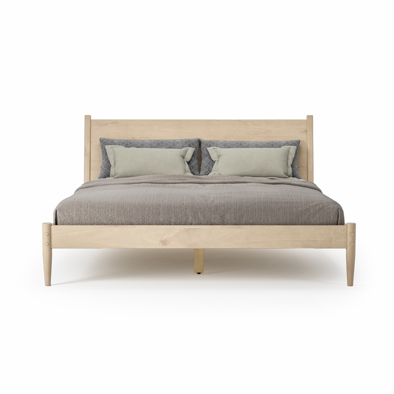 Pemberly Row Mid-Century Wood Panel Bed King Size Light Oak - 43.5