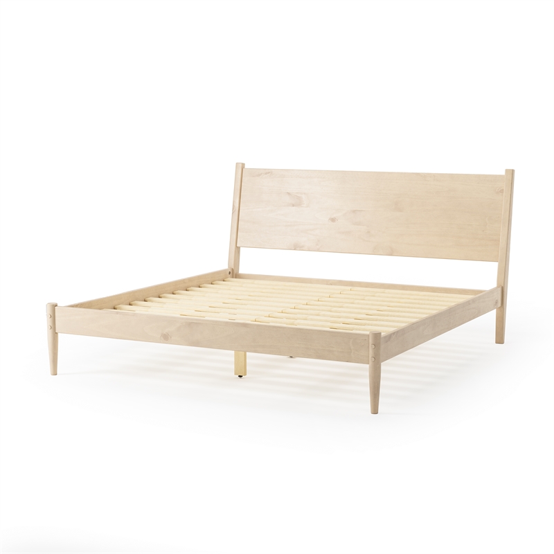 Pemberly Row Mid-Century Wood Panel Bed King Size Light Oak - 43.5