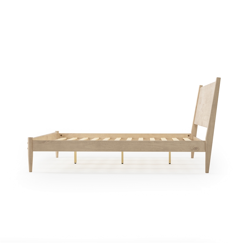 Pemberly Row Mid-Century Wood Panel Bed King Size Light Oak - 43.5
