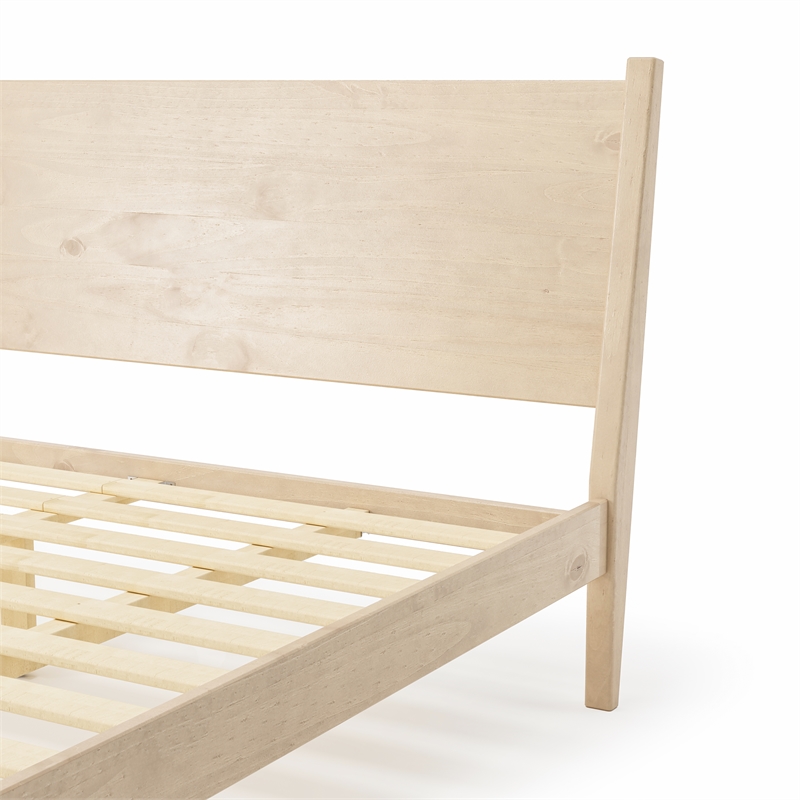Pemberly Row Mid-Century Wood Panel Bed King Size Light Oak - 43.5