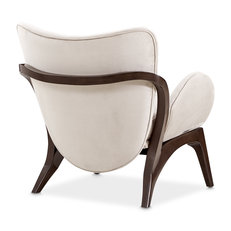 Pemberly Row Transitional Velvet Accent Chair in Porcini/Warm Pecan