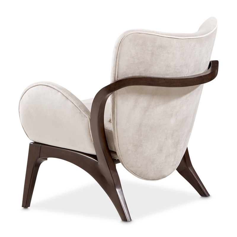 Pemberly Row Transitional Velvet Accent Chair in Porcini/Warm Pecan