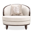 Pemberly Row Transitional Velvet Matching Chair in Porcini/Warm Pecan