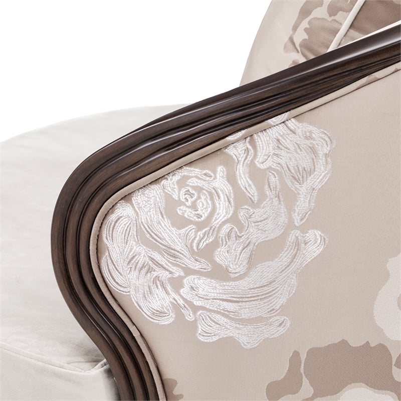 Pemberly Row Transitional Velvet Matching Chair in Porcini/Warm Pecan