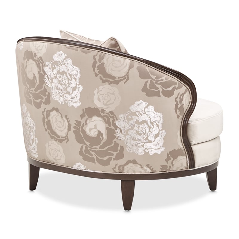 Pemberly Row Transitional Velvet Matching Chair in Porcini/Warm Pecan