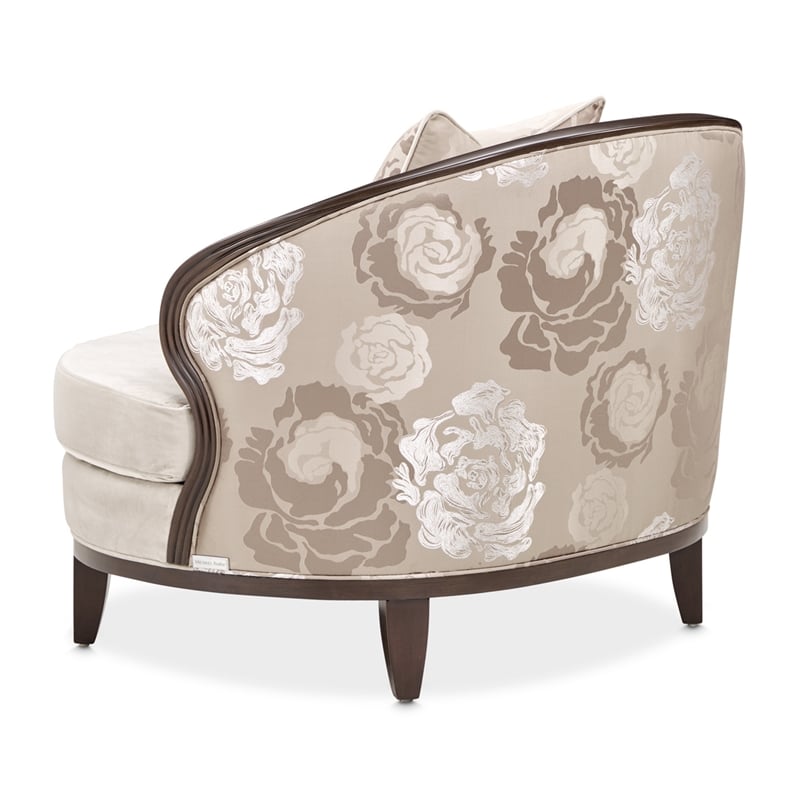 Pemberly Row Transitional Velvet Matching Chair in Porcini/Warm Pecan