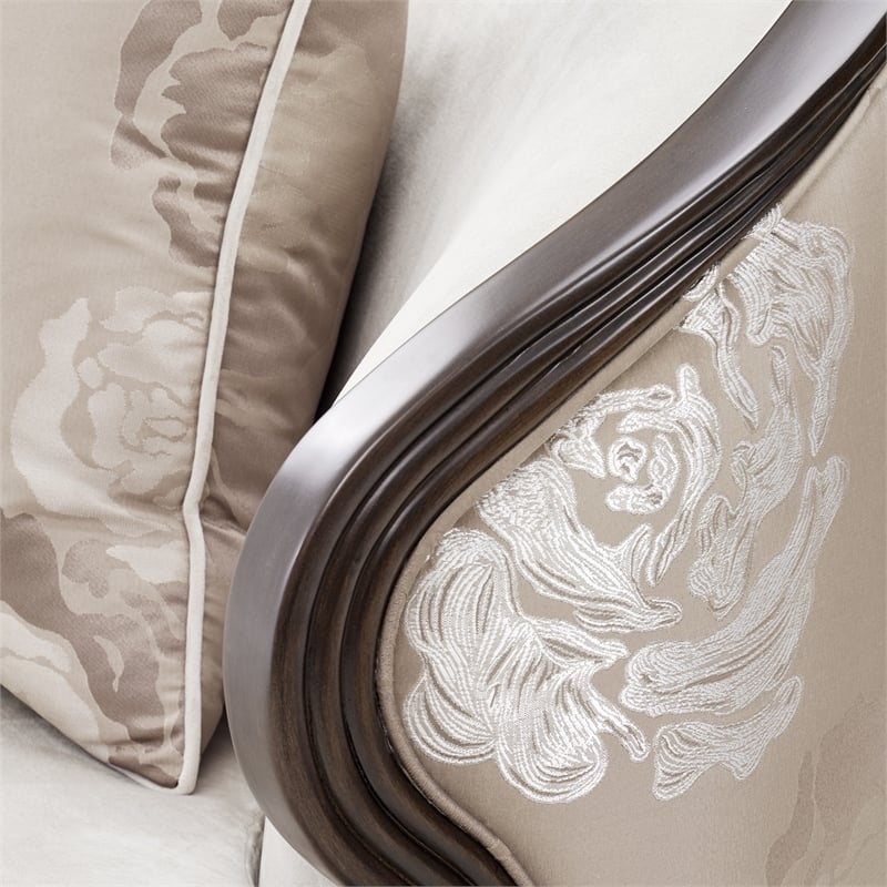 Pemberly Row Transitional Velvet Matching Chair in Porcini/Warm Pecan