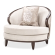 Pemberly Row Transitional Velvet Matching Chair in Porcini/Warm Pecan