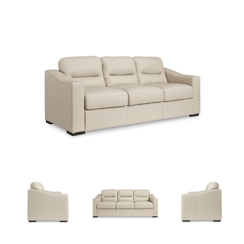 Pemberly Row Contemporary Leather Almond Sofa - 40