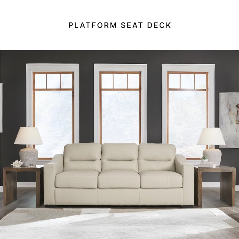 Pemberly Row Contemporary Leather Almond Sofa - 40