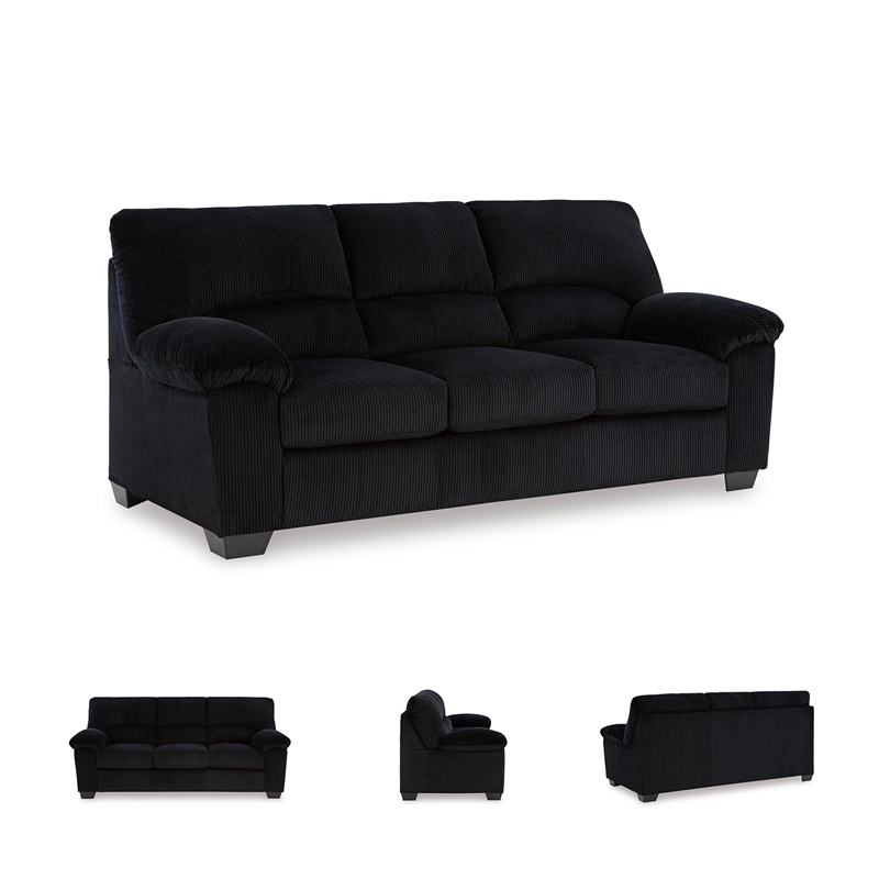 Pemberly Row Contemporary Polyester Onyx Sofa - 40