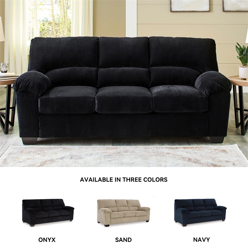 Pemberly Row Contemporary Polyester Onyx Sofa - 40