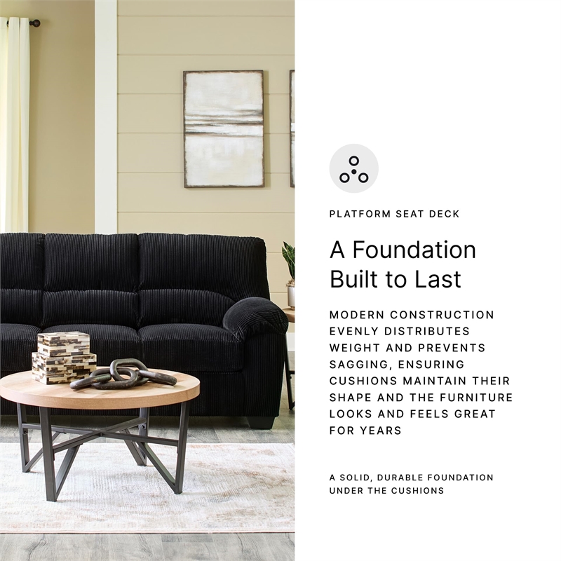 Pemberly Row Contemporary Polyester Onyx Sofa - 40