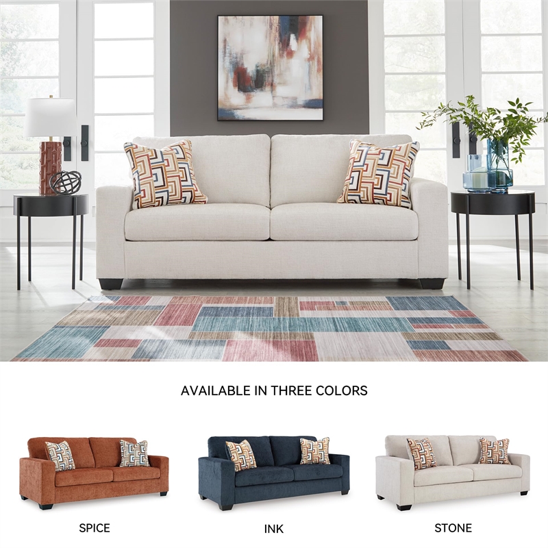 Pemberly Row Contemporary Polyester Stone Queen Sofa Sleeper