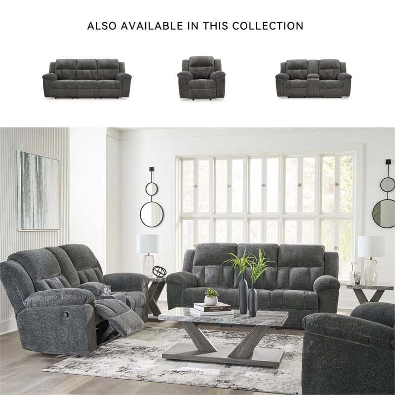 Pemberly Row Contemporary Polyester Gray Reclining Sofa - 42