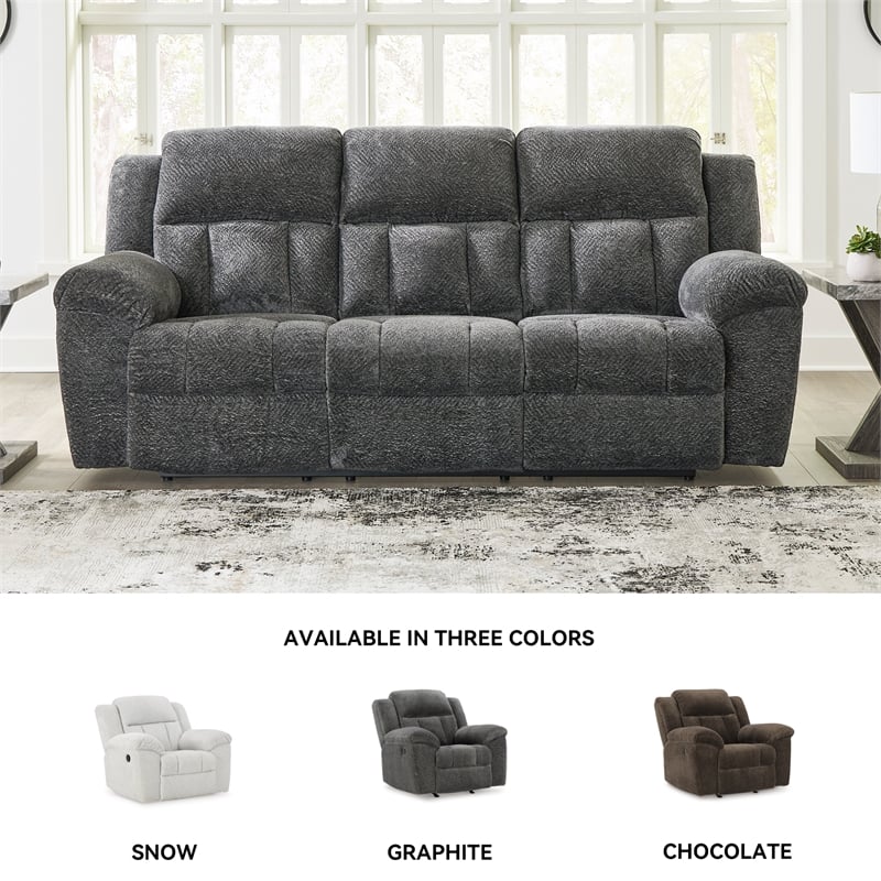 Pemberly Row Contemporary Polyester Gray Reclining Sofa - 42