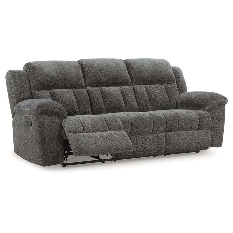 Pemberly Row Contemporary Polyester Gray Reclining Sofa - 42