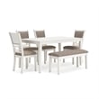 Pemberly Row Contemporary Wood Antique White Dining Table Set