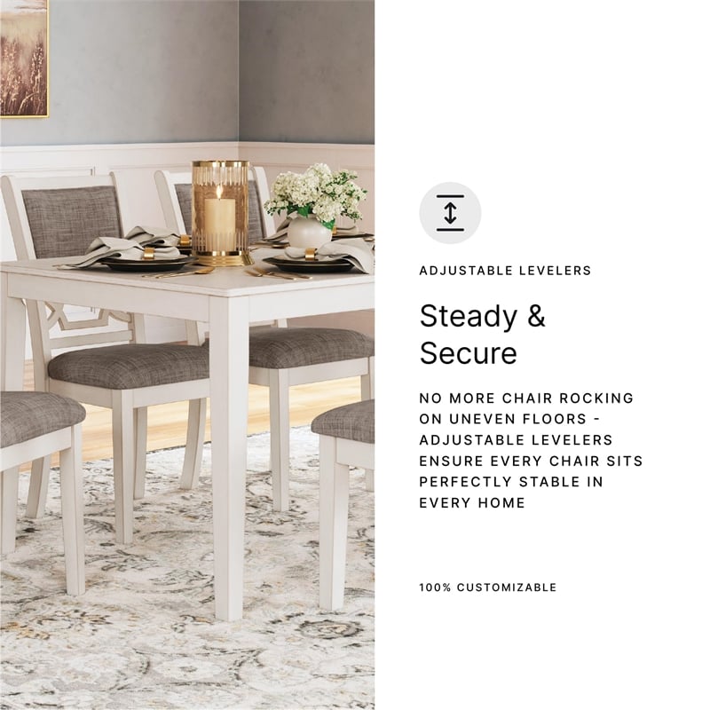 Pemberly Row Contemporary Wood Antique White Dining Table Set