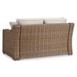 Pemberly Row Contemporary Wicker / Rattan Beige Outdoor Loveseat
