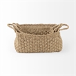 Pemberly Row Light Brown Seagrass Rectangular Basket W/ Handles in Set Of 3