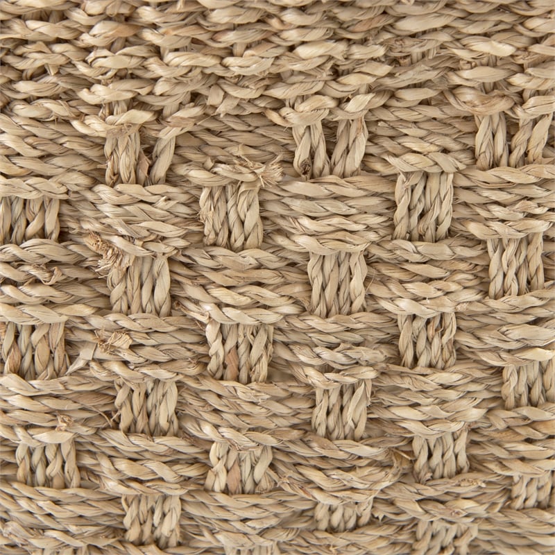 Pemberly Row Light Brown Seagrass Rectangular Basket W/ Handles in Set Of 3
