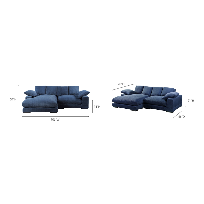 Pemberly Row Contemporary Fabric Sectional Blue - 34