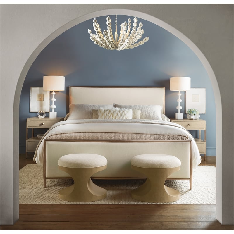 Pemberly Row Modern Westwood Bed Bench with Ivory Fabric Seat Furnishings