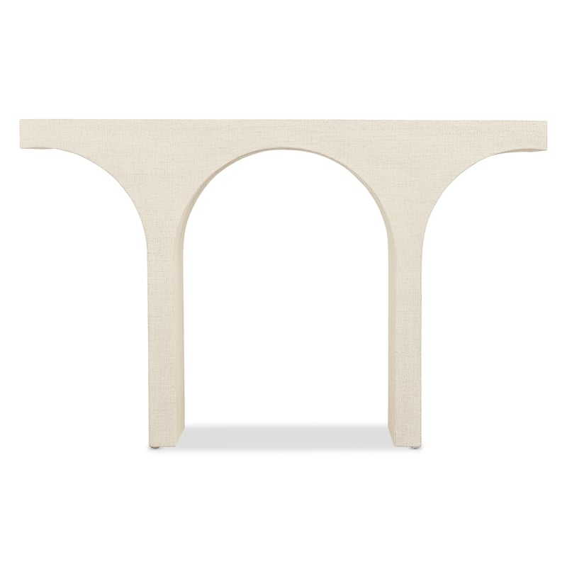 Pemberly Row Transitional Archer Console Table in Cream Wood
