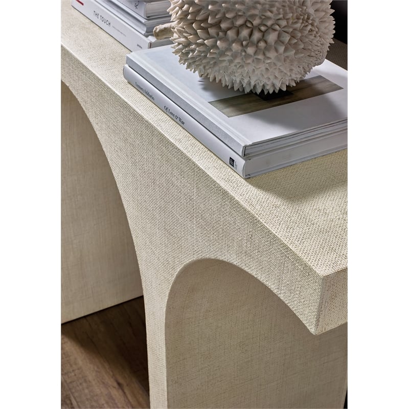 Pemberly Row Transitional Archer Console Table in Cream Wood