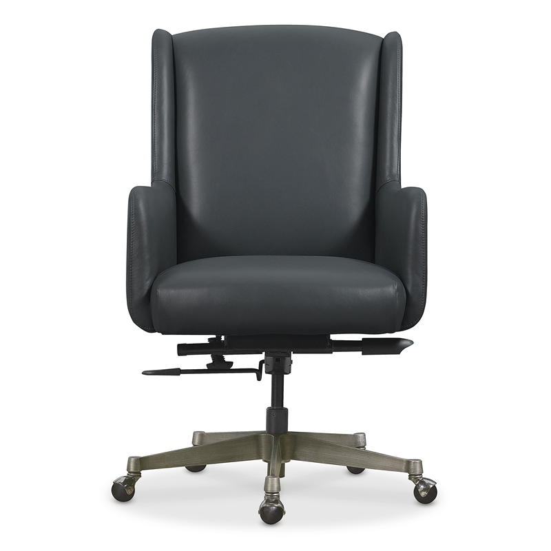 Pemberly Row Executive Swivel Tilt Chair with Blue Leather Furnishings