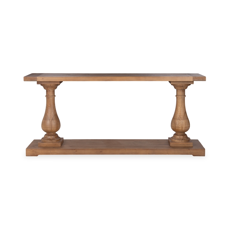 Pemberly Row Transitional Reclaimed Pine Wood Console Table in Mission Brown