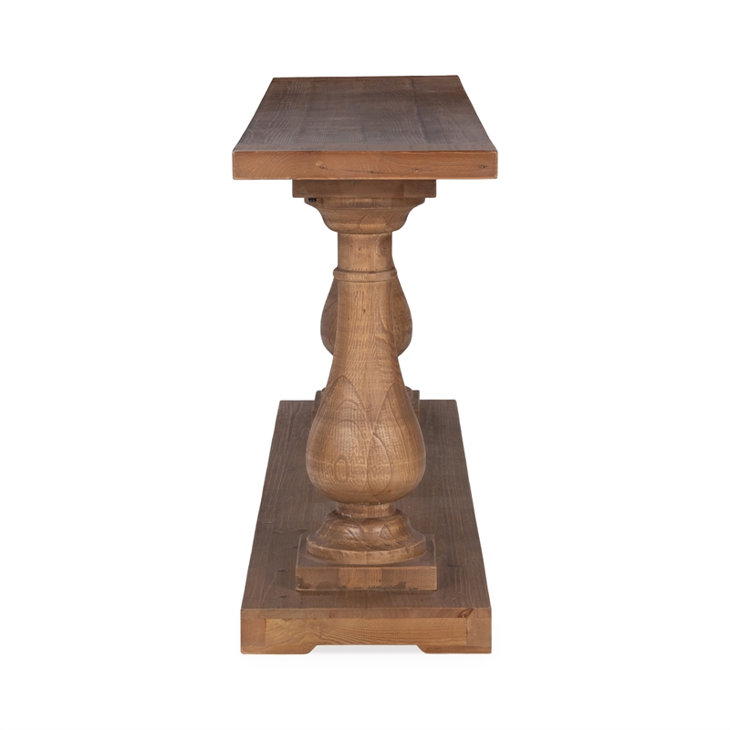 Pemberly Row Transitional Reclaimed Pine Wood Console Table in Mission Brown