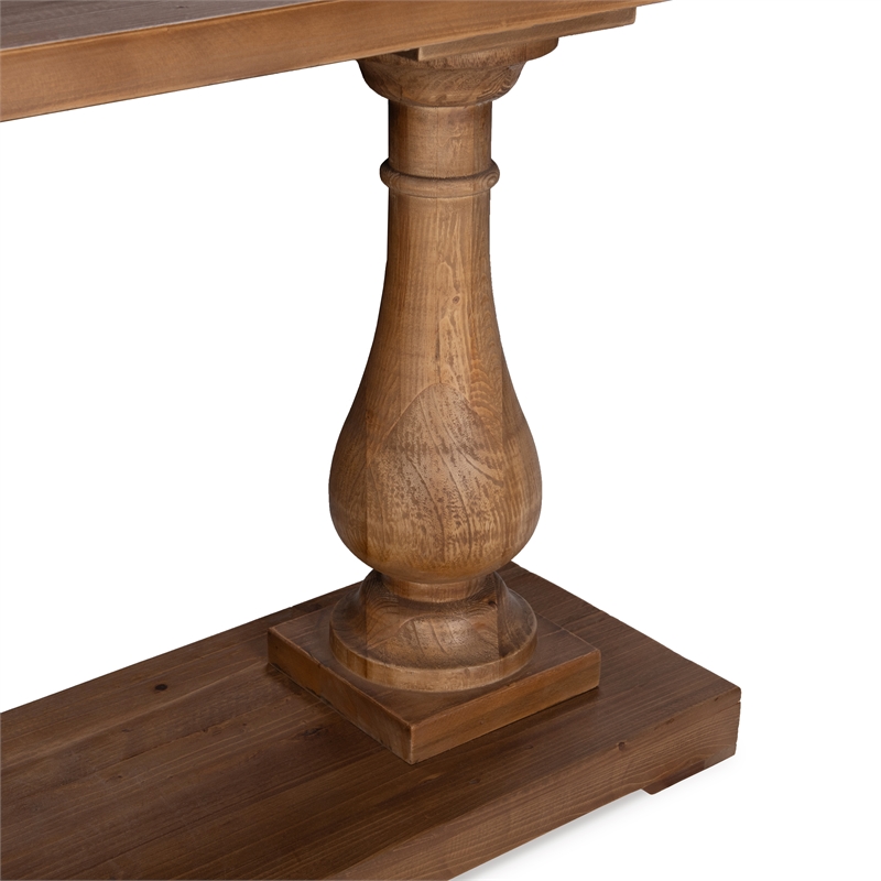 Pemberly Row Transitional Reclaimed Pine Wood Console Table in Mission Brown